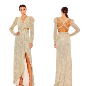 NWT Mac Duggal Sequin Maxi Cutout Dress 27050